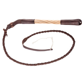 Fouet de chasse à manche torsadé en saule, flotte cuir - Country