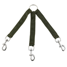 Accouple nylon vert pour trois chiens