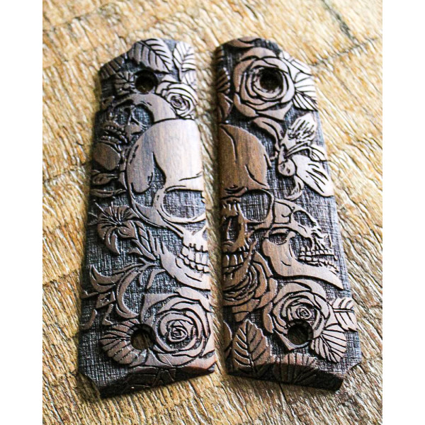 Plaquettes bois PT1911 Skull — vue 5