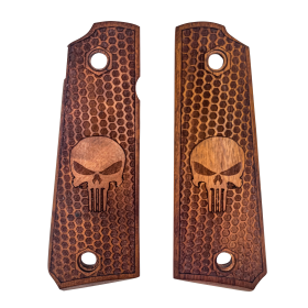 Plaquettes bois PT1911 nid d'abeille Punisher