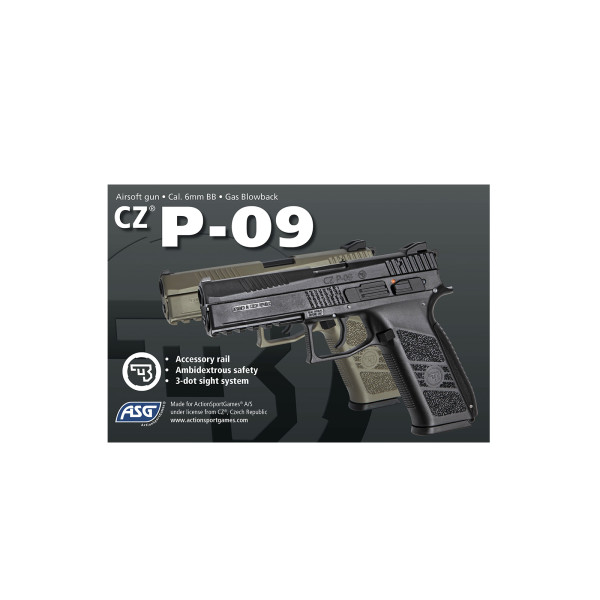 Pistolet 6mm CZ P09 Gaz Blowback Tan — vue 2
