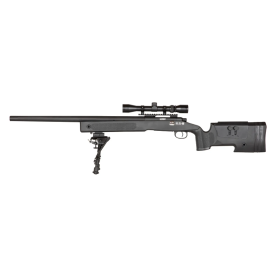 Réplique longue 6mm SA-S02 Core Sniper HV avec lunette et bipied noir