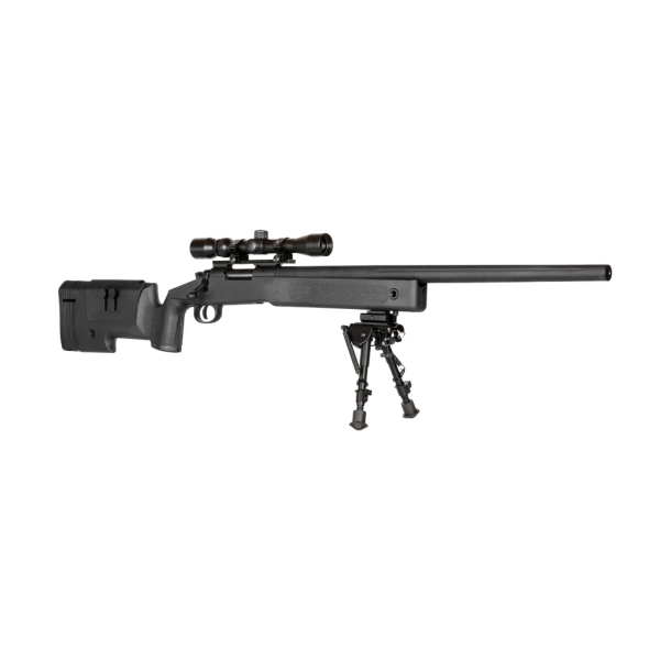Réplique longue 6mm SA-S02 Core Sniper HV avec lunette et bipied noir — vue 2