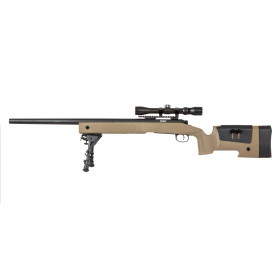 Réplique longue 6mm SA-S02 Core sniper lunette et bipied tan