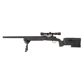 Réplique longue 6mm SA-S02 Core sniper lunette et bipied noire