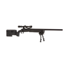 Réplique longue 6mm SA-S02 Core sniper lunette et bipied noire — vue 2