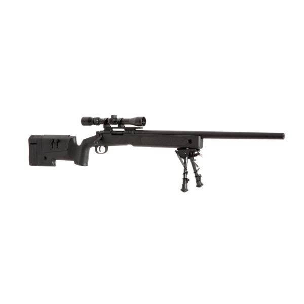 Réplique longue 6mm SA-S02 Core sniper lunette et bipied noire — vue 2