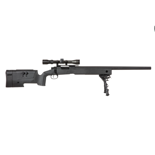 Réplique longue 6mm SA-S02 Core sniper lunette et bipied noire — vue 3