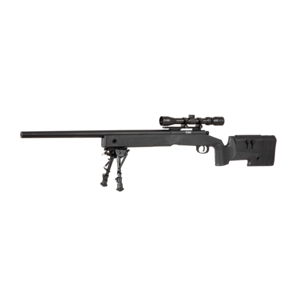 Réplique longue 6mm SA-S02 Core sniper lunette et bipied noire — vue 4