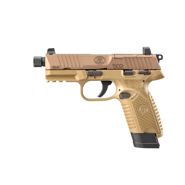 Pistolet FN 502 Tactical FDE 1x15 + 1x10 22LR — vue 2