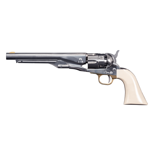 Réplique 1860 Army Acier Blanc Crosse Ivoirine Cal 44 PN — vue 2