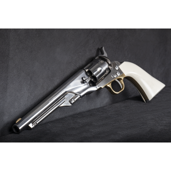 Réplique 1860 Army Acier Blanc Crosse Ivoirine Cal 44 PN — vue 3