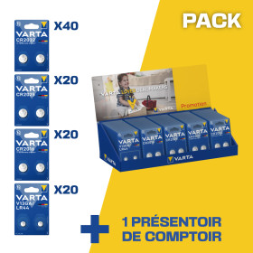 Pack comptoir piles spéciales 100 blisters (CR2032, CR2025, CR2016, V13)