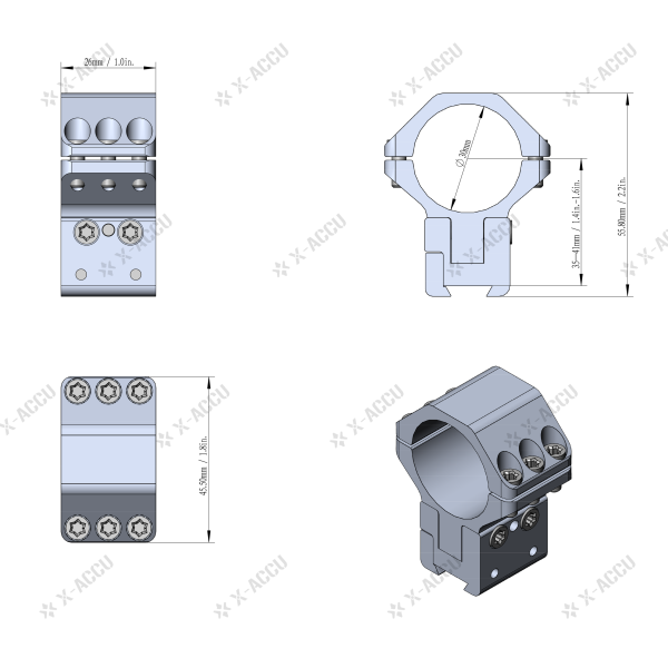 Collier 30mm reglable 35/41mm rail11mm — vue 12