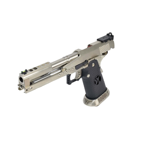 Pistolet airsoft GBB AW Custom HX2201 IPSC Split Silver gaz culasse mobile — vue 2