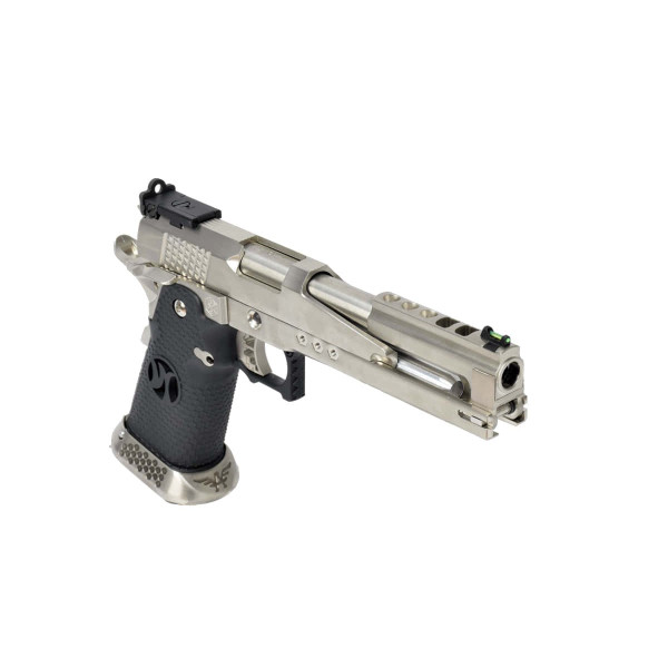 Pistolet airsoft GBB AW Custom HX2201 IPSC Split Silver gaz culasse mobile — vue 3