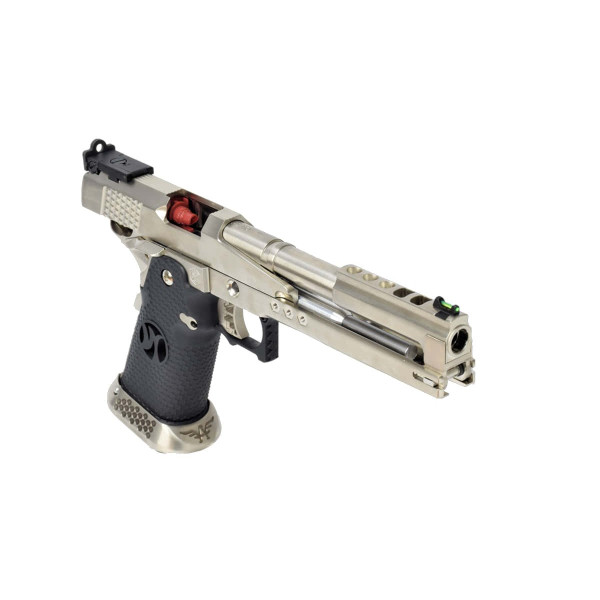 Pistolet airsoft GBB AW Custom HX2201 IPSC Split Silver gaz culasse mobile — vue 4