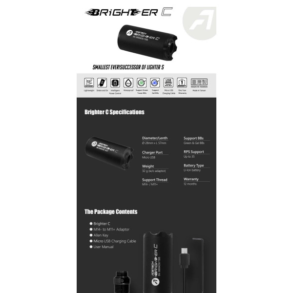Traceur airsoft Acetech Unit Brighter C Noir — vue 2
