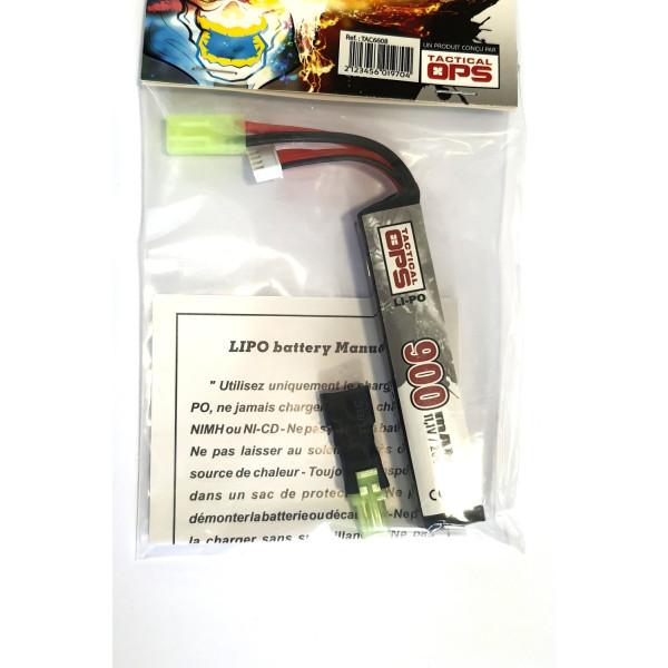 Batterie Li-Po 11,1V 900mAh format stick 3S Tactical OPS — vue 2