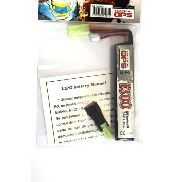 Batterie Li-Po 7,4V 1300mAh format stick Tactical OPS 2x7520100P — vue 2