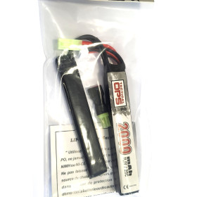 Batterie Li-Po 11,1V 2000mAh Tactical OPS 3S avec connectique 1+2S — vue 2