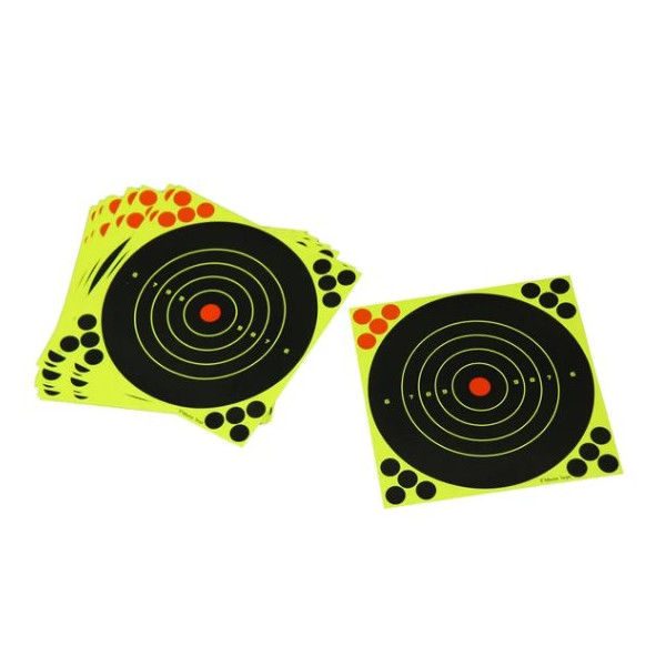 Cibles Splach fond noir impact jaune fluo 20x20 cm lot de 10 Powair — vue 3