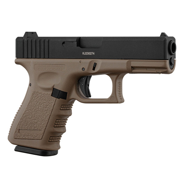 Réplique airsoft pistolet KJ Works KP-23 à culasse métal, disponible en noir, tan et kaki – Tan/Beige