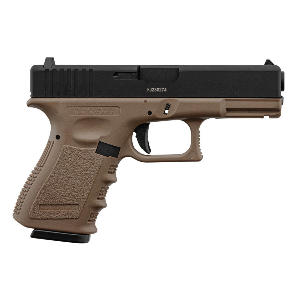 Réplique airsoft pistolet KJ Works KP-23 à culasse métal, disponible en noir, tan et kaki – Tan/Beige