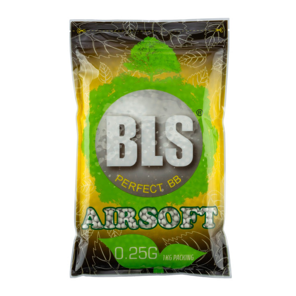Billes Airsoft Bio BLS 0.25g Blanches 6mm – Sac 1 kg – Blanc