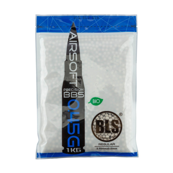 Billes airsoft biodégradables BLS BIO 0.45g 6mm – Sac 1 kg – Blanc