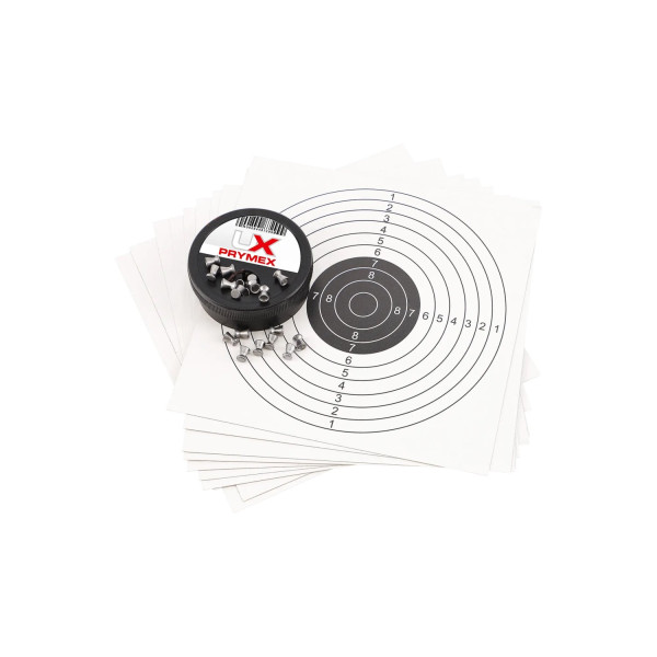 Carabine à air comprimé UX Prymex cal. 4,5 mm 7,5 J pack lunette 4x32, plombs et cibles