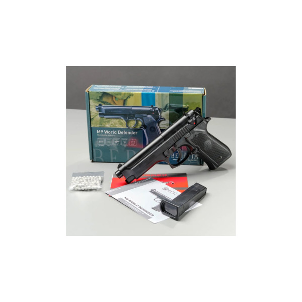 Pistolet airsoft Beretta M9 World Defender à ressort billes 6 mm