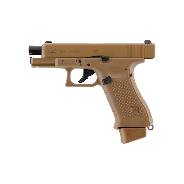 Pistolet airsoft Glock 19X à billes 6 mm propulsion CO2 coloris coyote