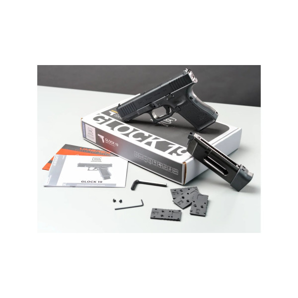 Pistolet airsoft Glock 19 Gen5 MOS CO2 6mm avec 4 interfaces MOS