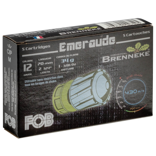 Cartouche Fob émeraude à balle Brenneke - Cal. 12/70 — vue 5