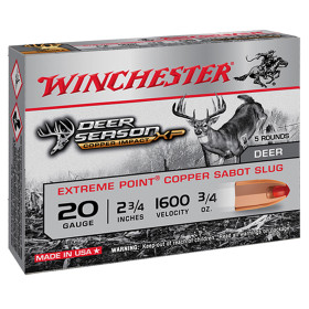 Cartouches Winchester DEER SEASON sans plomb - Cal 20/70