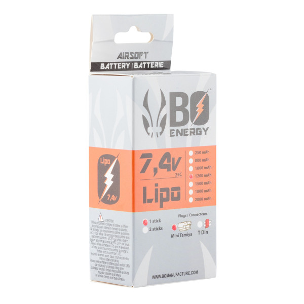 1 stick batterie Lipo 2S 7.4V 1200mAh 25C Peq — vue 6