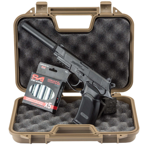 Pack airsoft Bersa Thunder 9 CO2 + mallette + 5 cartouches de CO2 + silencieux — vue 11