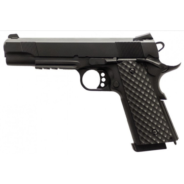 Réplique GBB 1911 MEU Rail Raven full metal gaz noir 1,0J — vue 3