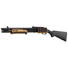 Réplique de fusil à pompe M870 Strike Industries noire et tan — vue 6