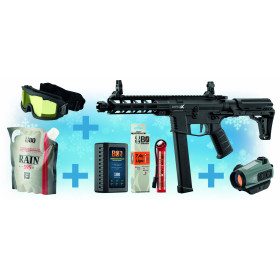 Pack de Noel replique AEG Battle X + point rouge BO gris a capteur solaire + masque + batterie et chargeur