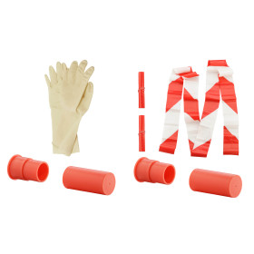 Cartouches factices à rubalise et gants latex - sachet de 2. — vue 2