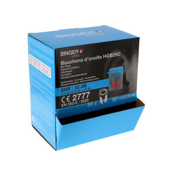 Bouchons d'oreille en TPE avec étui - SNR 32dB - 50 paires — vue 4