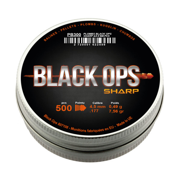 Boîte de 500 plombs Black Ops Sharp à tête pointue cal. 4.5 mm — vue 4