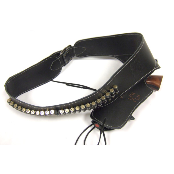 Ceinturon noir avec un holster pour revolver Western — vue 3