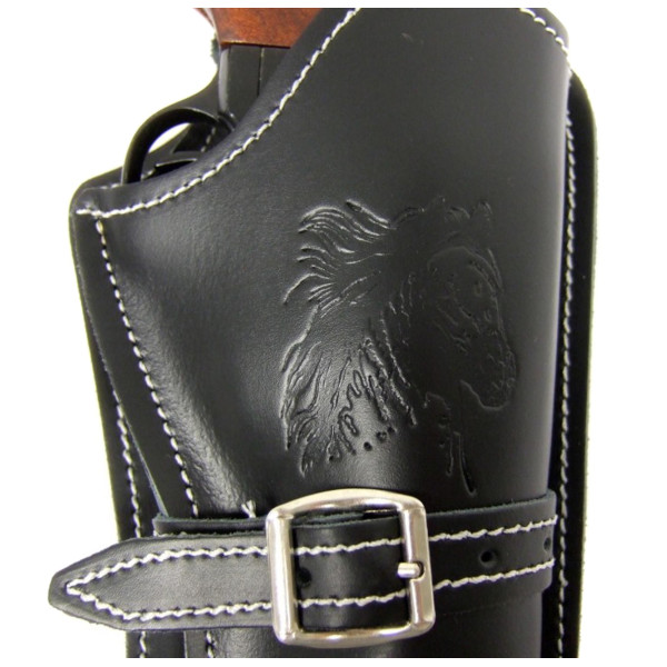 Ceinturon noir avec un holster pour revolver Western — vue 6