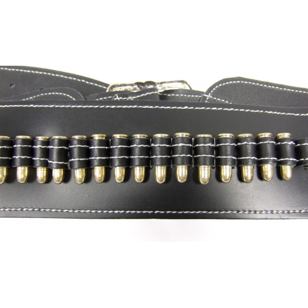 Ceinturon noir avec un holster pour revolver Western — vue 7