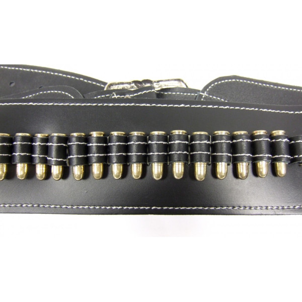 Ceinturon noir pour 1 ou 2 revolvers Western — vue 7