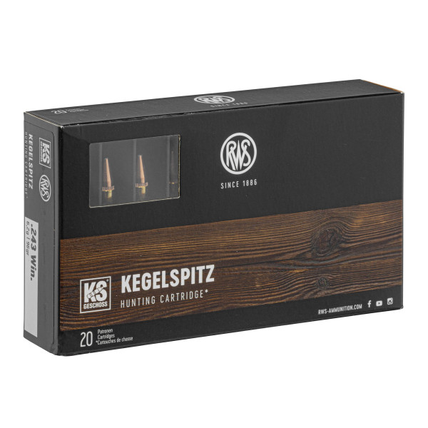 RWS .243 Winchester Pointe conique KS 96 gr / 6.2 g — vue 5