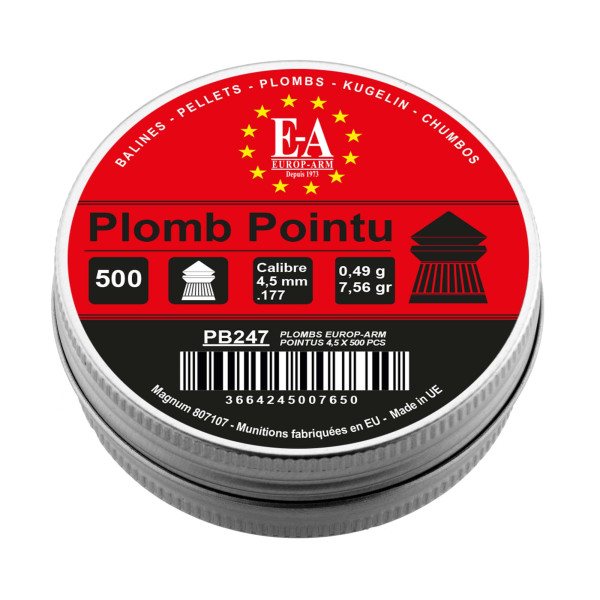 Plombs Europ-Arm à tête pointue cal. 4,5 mm — vue 2